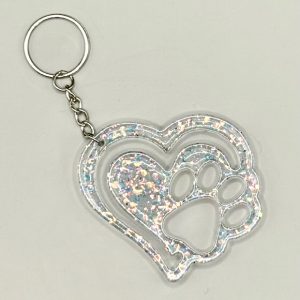 Acrylic Multi Color heart Cutout Paw Print Key Chain