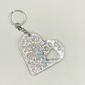 Acrylic Multi Color Heart Solid Paw Print Key Chain