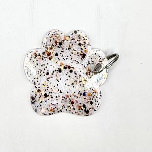 Acrylic Solid Paw Print Keychain White