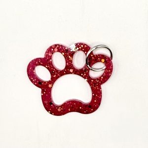 Acrylic paw Print Keychain Dark Pink