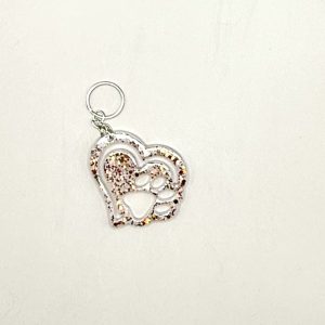 Acrylic Hallow Heart Keychain White