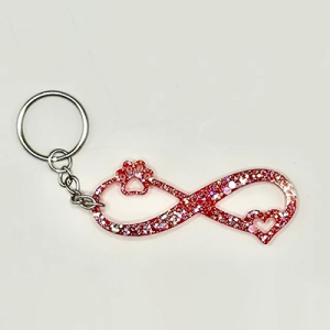 Acrylic Red Infinity Paw Print Print Key Chain