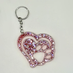 Acrylic Red Hollow Heart Key Chain