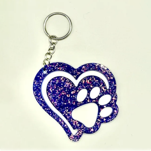 Acrylic Blue Hollow Heart Key Chain