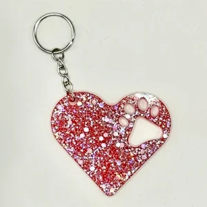 Acrylic Red Solid Heart Key Chain
