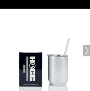 12oz Sublimation Straight Glitter Wine Glass White Glitter