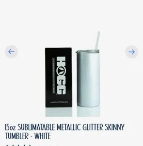 15 oz Sublimation Metallic Glitter Tumbler - White