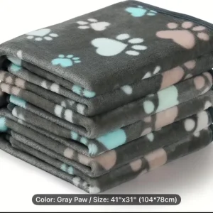 Coral Fleece Paw Print Blanket