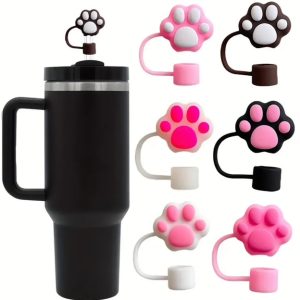 Pink Paw Print Straw