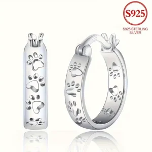 Sterling Silver Paw Print Hoop Earing