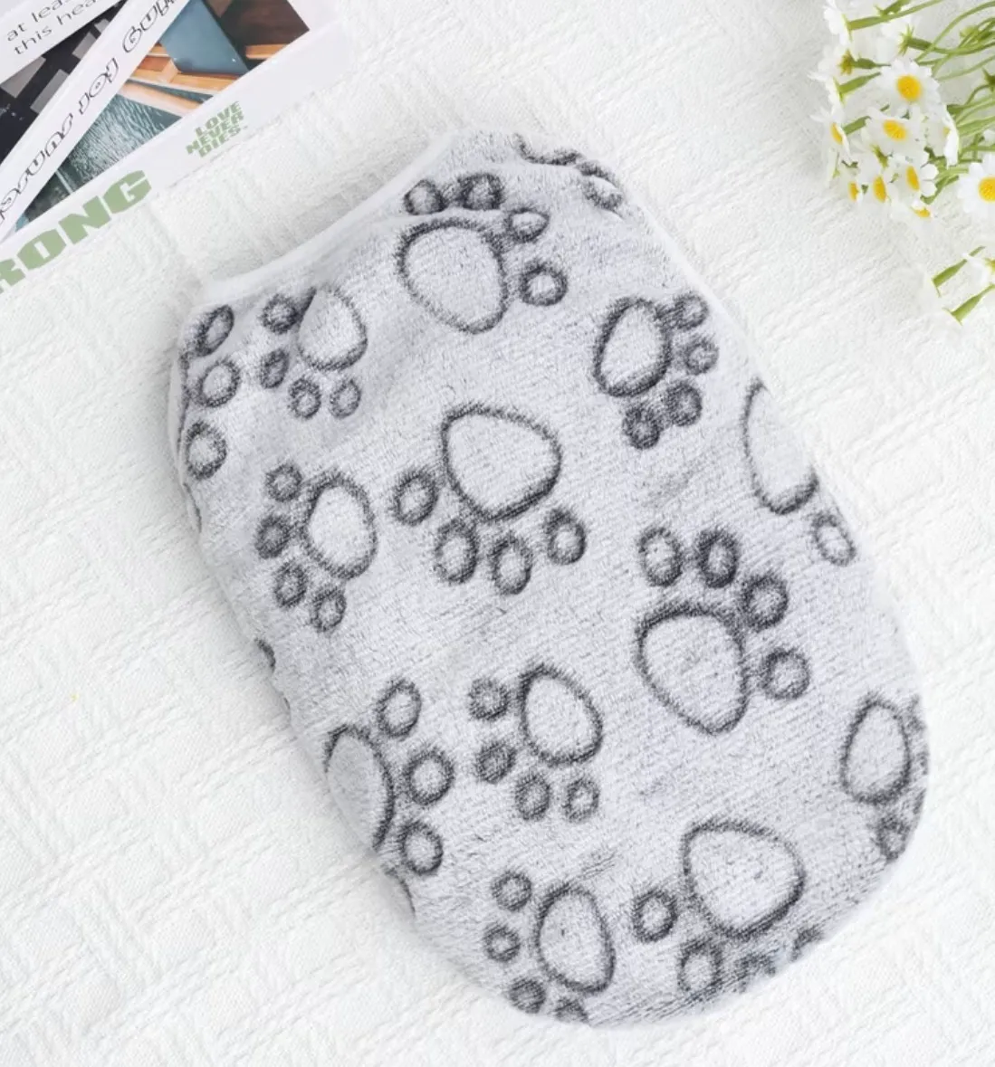 Flannel Pullover Vest with Paw Prints