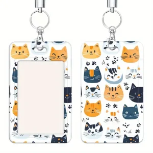 Cat Print Badge Keychain