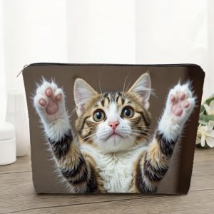 Cat Raising Paw Makeup Bag