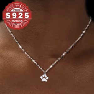 Sterling Silver Paw Print Necklace