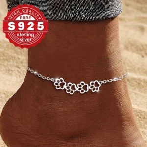 Paw Print Sterling Silver Anklet