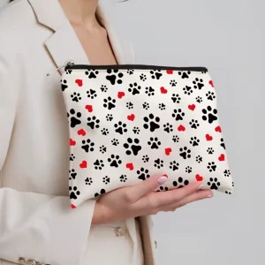 Paw Print & Heart Large Capacity Makeup Bag