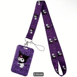 Kuromi Lanyard with Keychain ID Credit Card Cover
