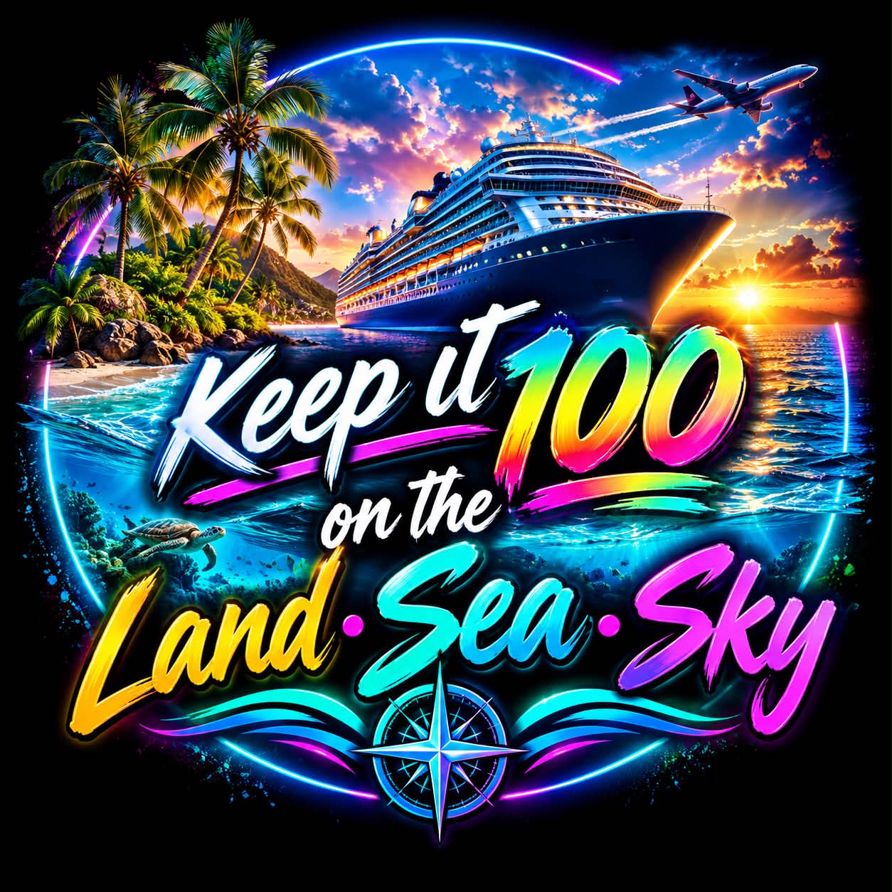 Keep It 100 on the Land Sea Sky DTF Shirt