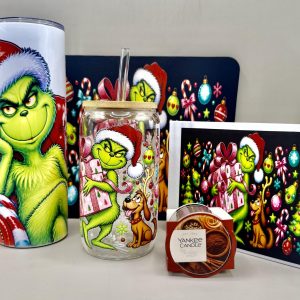 The Grinch with Present & Sitting in Chair Gift Package