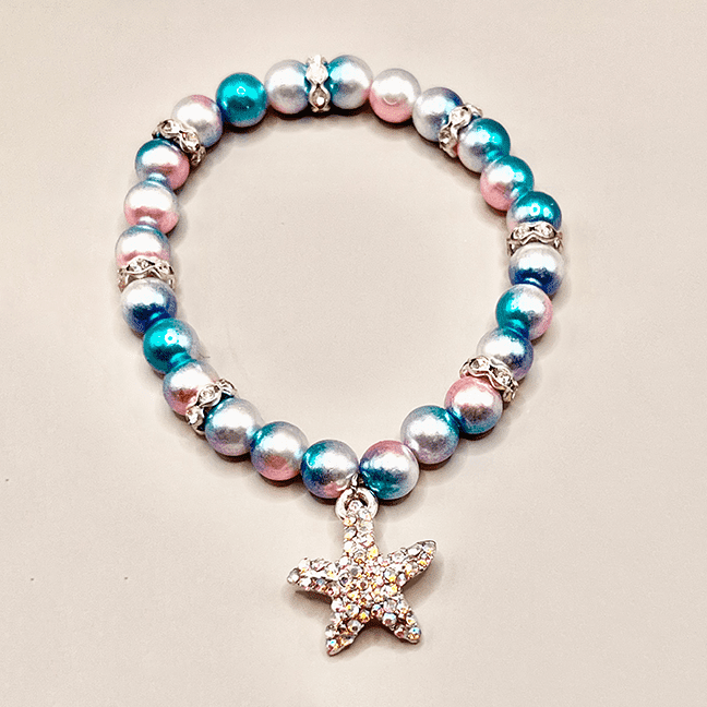 Necklace with Mermaid Color Peals and Starfish Pendant 6