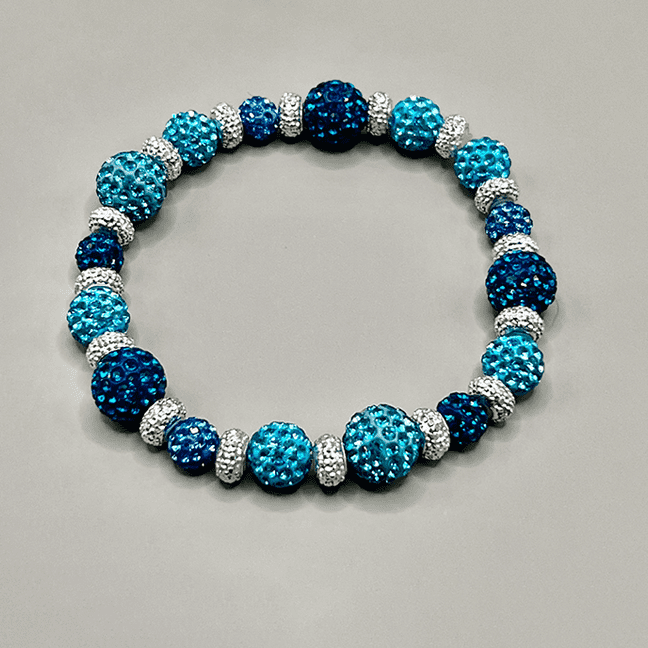 Necklace with Various Blue Bling Beading and Silver Spacers 10