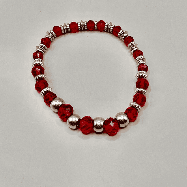 Necklace with Read Beading and Silver Spacers 8