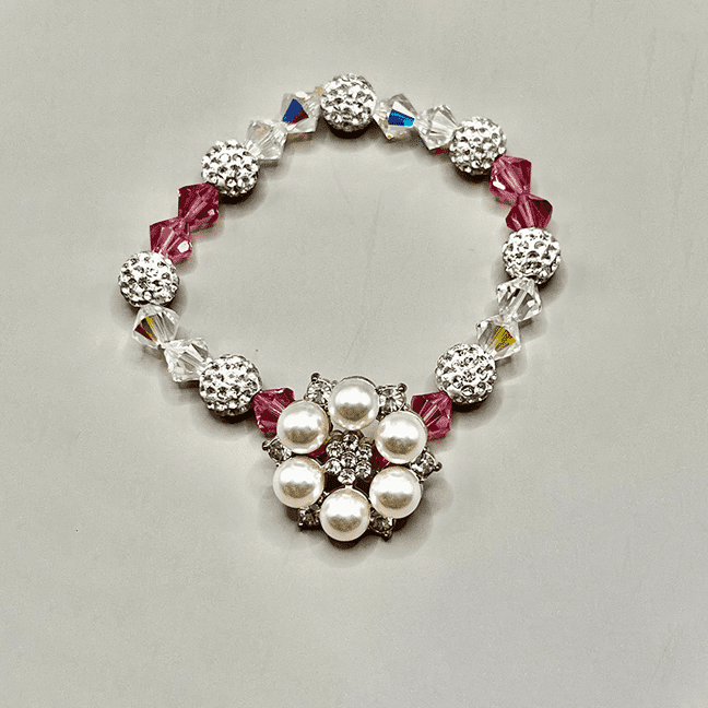 Necklace with Pink/White Beading and Pearl Pendant 7
